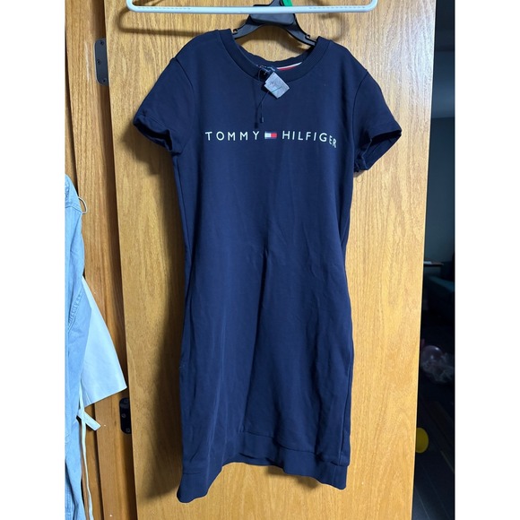 AS IS Tommy Hilfiger Women's XXS Navy Blue Short Sleeve T-Shirt Dress - Picture 2 of 4